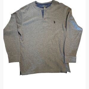 U.S. Polo Assn. Men’s Gray Henley Long Sleeve Shirt XXL